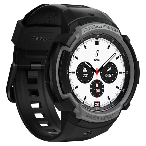 Spigen Case Rugged Armor Pro Charcoal Grey-Samsung Galaxy Watch 4 Classic 42mm (ACS03653) - Image 6