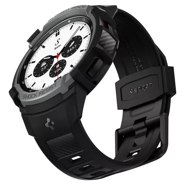 Spigen Case Rugged Armor Pro Charcoal Grey-Samsung Galaxy Watch 4 Classic 42mm (ACS03653) - Image 9