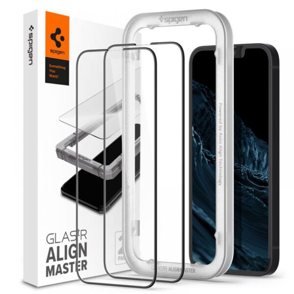 Spigen Full Cover Align Master GLAS.TR 2PCS Black-Apple iPhone 14/13/13 Pro (AGL03387) - Image 11