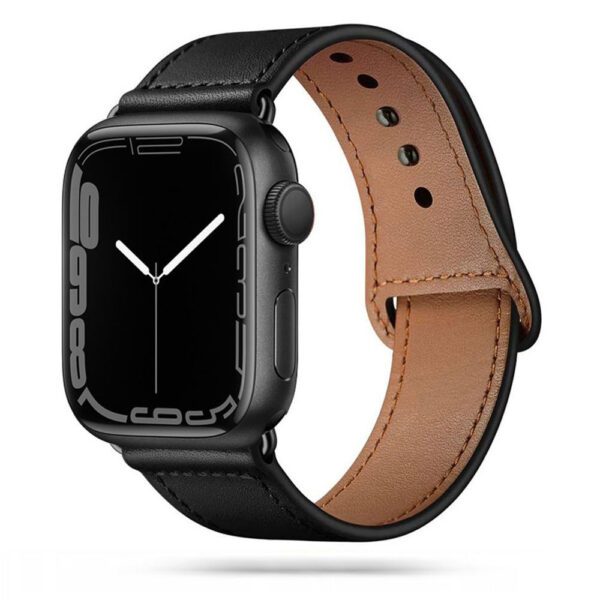 Tech-Protect LeatherFit Band Black-Apple Watch Series 42/44/45/49mm
