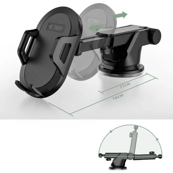 Βάση Κινητού Αυτοκινήτου Tech-Protect V1 για Παρμπρίζ / Ταμπλό Black - Image 6