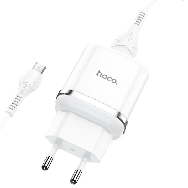 Hoco N3 Single Port Fast Charger QC 3.0 18W White+Cable micro USB
