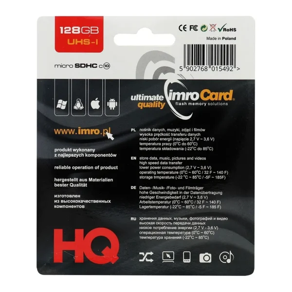 Memory Card IMRO microSD 128GB with Adapter/Class 10 UHS