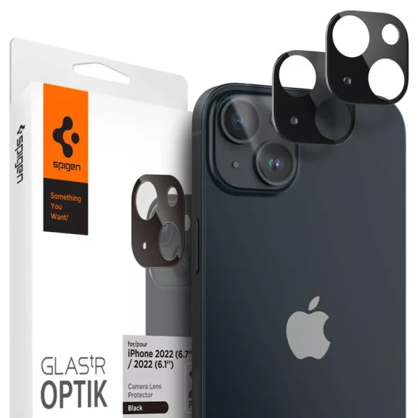Spigen Camera Lens Protector Optik GLAS.tR 2PCS Black-Apple iPhone 14/14 Plus (AGL05274)
