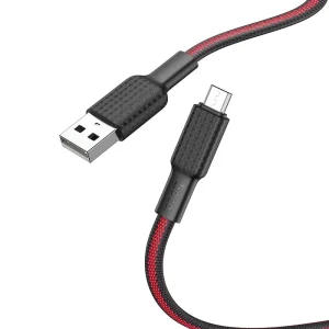 Hoco X69 Jaeger Καλώδιο Μαύρο-Κόκκινο 1m (micro USB)