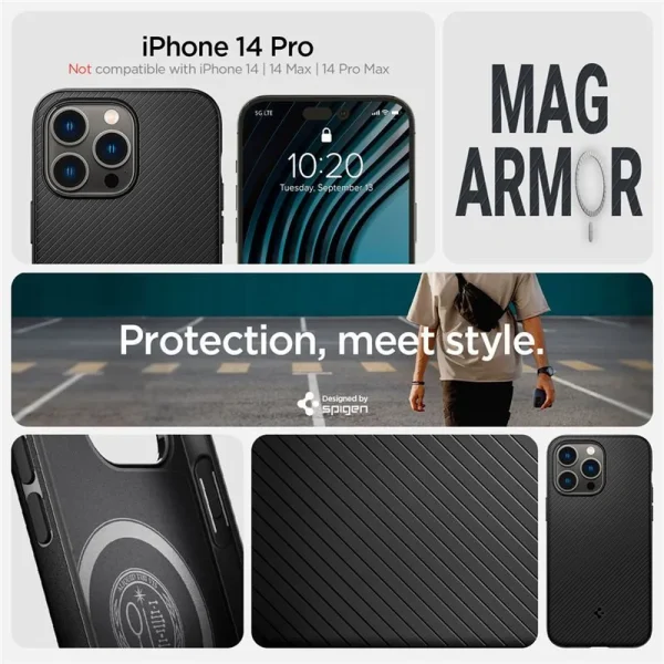 Θήκη iPhone 14 Pro Spigen Mag Armor MagSafe Matte Black (ACS04989) - Image 8