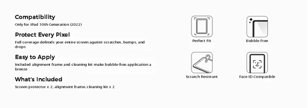 ESR Tempered Glass 2-Pack Clear-Apple iPad 10.9 - Image 6