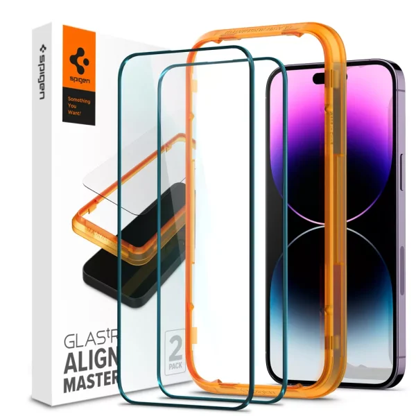 Spigen AlignMaster GLAS.tR Full Cover 2PCS Black-Apple iPhone 14 Pro (AGL05216)