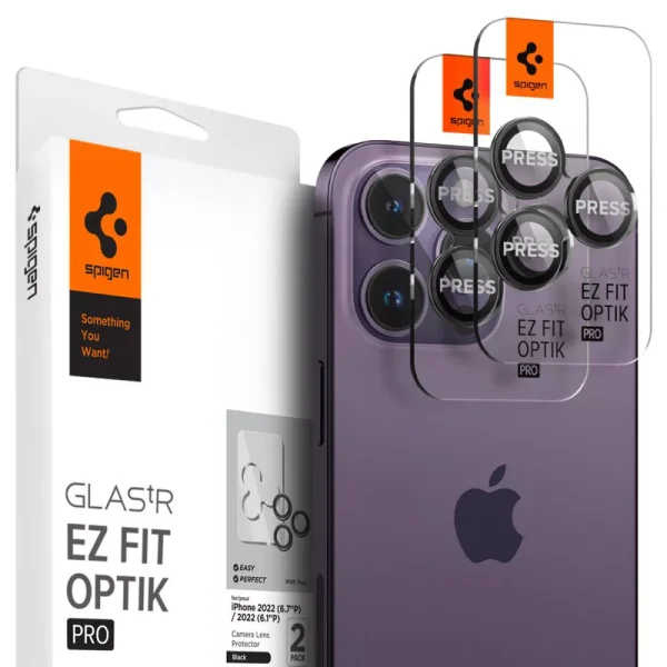 Spigen Lens Protector Glas.tR EZ FIT Optik Pro 2PCS Black-Apple iPhone 14 Pro/14 Pro Max (AGL05205)