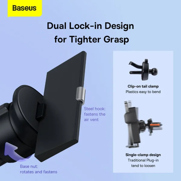 Baseus Car Holder Metal Age II Gravity Car Mount Dark Grey (SUJS000013) - Image 13