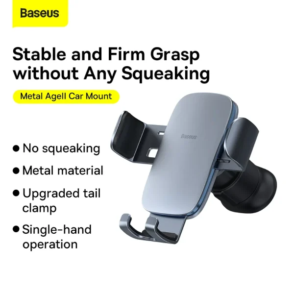 Baseus Car Holder Metal Age II Gravity Car Mount Dark Grey (SUJS000013) - Image 9