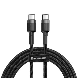 Baseus Cafule Braided USB 2.0 Cable 3A Grey-Black 1m CATKLF-GG1 (Type-C to Type-C)