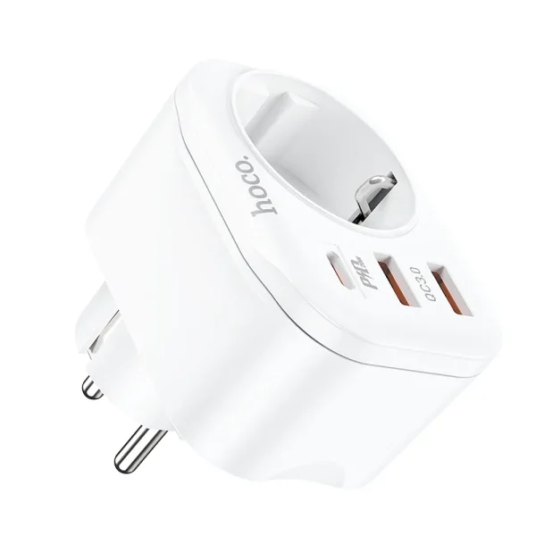 Hoco NS3 Multifunctional Charger Socket White (1 socket+Type-C PD20W+2*USB 18W)