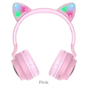 Hoco W27 Cat Ear Ασύρματα & Ενσύρματα Παιδικά Ακουστικά Ροζ