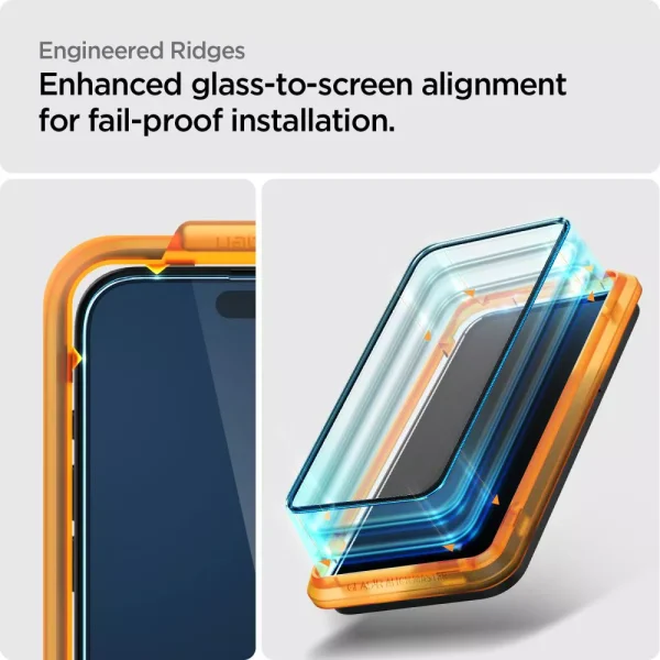 Spigen Screen Protector AlignMaster GLAS.tR Full Cover 2PCS Black-Apple iPhone 15 Pro (AGL06895) - Image 8