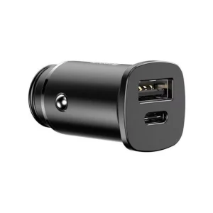 Baseus Car Charger Square Metal USB+Type-C PD30W Black CCALL-AS01/BS-C15C