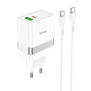 Hoco N21 Topspeed Wall Charger Dual Port PD30W + Cable Type-C White