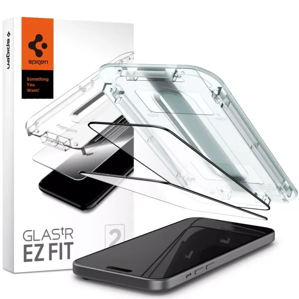 Spigen Screen Protector EZ Fit GLAS.tR Full Cover 2PCS Black-Apple iPhone 15 (AGL06904)