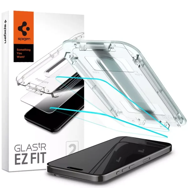 Spigen Screen Protector EZ Fit GLAS.tR Slim 2PCS Clear-Apple iPhone 15 Pro (AGL06892)