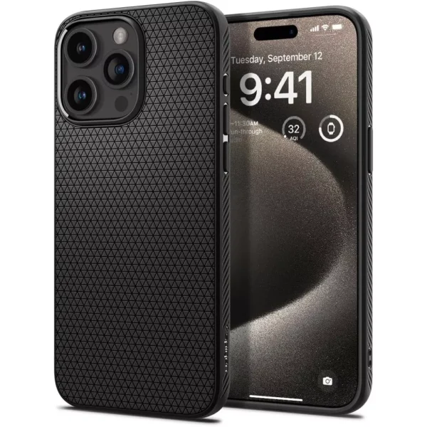 Θήκη Spigen Liquid Air Black-Apple iPhone 15 Pro Max (ACS06562)