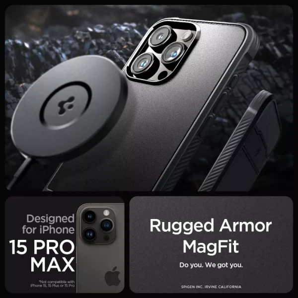 Θήκη Spigen Rugged Armor (MagFit) Black-Apple iPhone 15 Pro Max (ACS06561) - Image 10