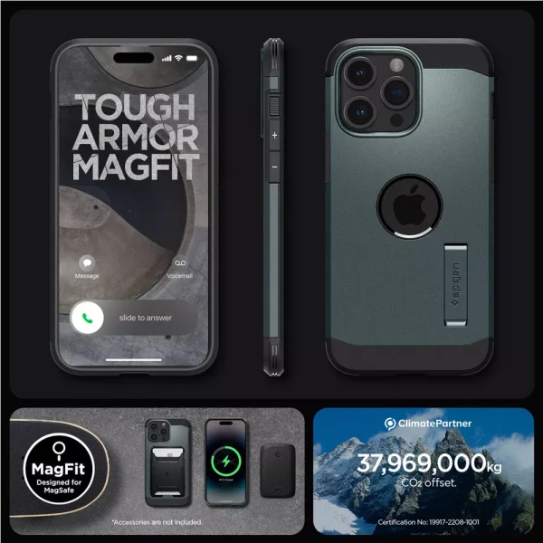 Θήκη Spigen Tough Armor (MagFit) Abyss Green-Apple iPhone 15 Pro (ACS06735) - Image 19