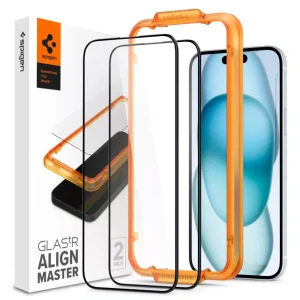 Spigen AlignMaster GLAS.tR Full Cover 2PCS Black-Apple iPhone 15 (AGL06906)