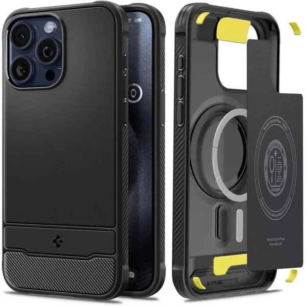 Θήκη Spigen Rugged Armor (MagFit) Black-Apple iPhone 15 Pro (ACS06703)