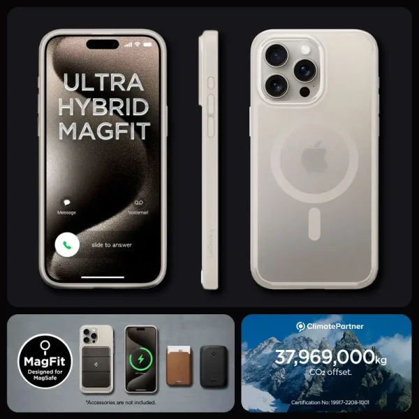 Θήκη Spigen Ultra Hybrid (MagFit) Frost Natural Titanium-Apple iPhone 15 Pro Max (ACS07210) - Image 13