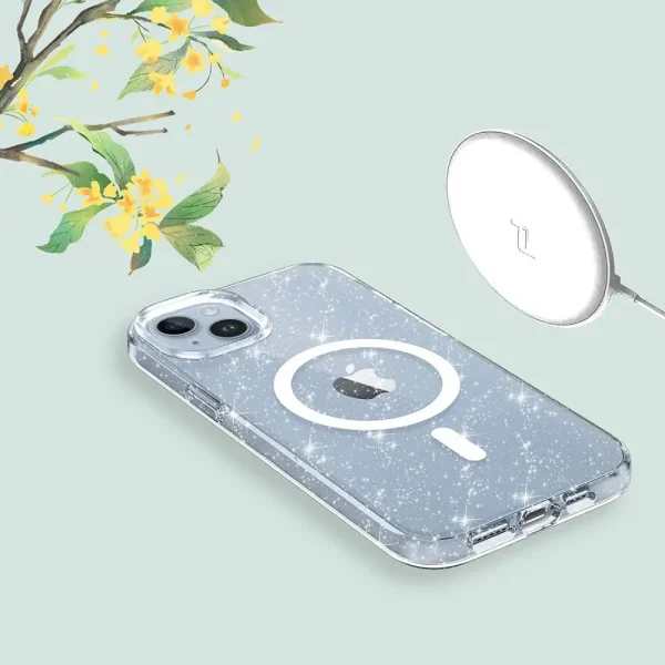 Θήκη Tech-Protect Flexair Hybrid Magsafe Glitter Clear-Apple iPhone 15 Pro - Image 5