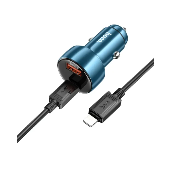 Hoco Z50 Car Charger USB QC 3.0+Type C PD 48W Sapphire Blue (Cable Type-C to Type-C) - Image 2