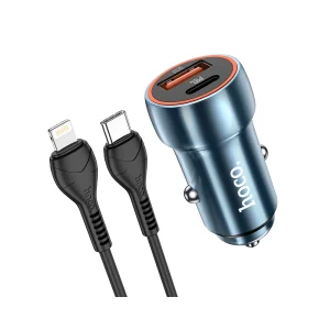 Hoco Z46A Car Charger PD20W+QC3.0 Sapphire Blue (Cable Type-C to Lightning)