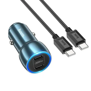 Hoco Z48 Car Charger 2xType-C 40W Sapphire Blue (Cable Type-C to Type-C)