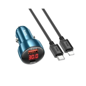 HOCO Z50 Car Charger USB QC 3.0+Type C PD 48W Sapphire Blue (Cable Type-C to Type-C)