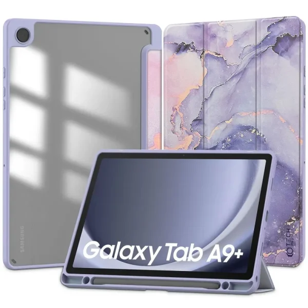 Tech-Protect Smart Case Pen Hybrid Violet Marble-Samsung Galaxy Tab A9+