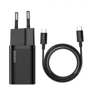 BASEUS Charger Type-C Quick Charger 1C PD 25W+Cable Type-C Black