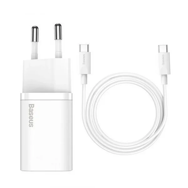 BASEUS Charger Type-C Quick Charger 1C PD 25W+Cable Type-C White