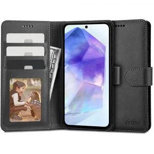 Θήκη Tech-Protect Wallet Black-Samsung Galaxy A55 5G