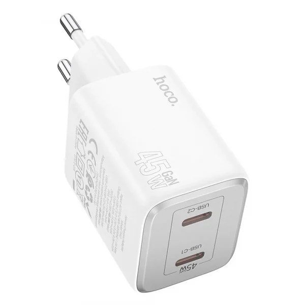 Hoco N42 Charger 2xType-C PD QC 45W GaN White