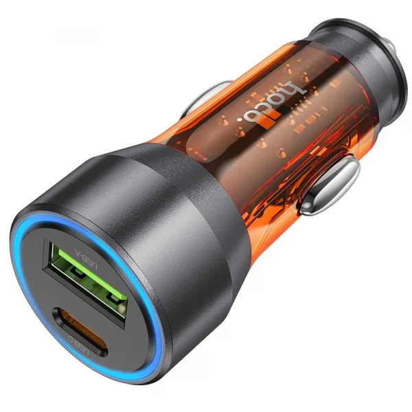 Hoco NZ12A Car Charger 43W Transparent Orange (USB-A+Type-C)