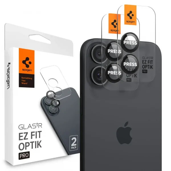 Spigen Lens Protector EZ Fit GLAS.tR Optik Pro 2PCS Black-Apple iPhone 16/16 Plus (AGL07921)