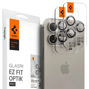 Spigen Lens Protector Glas.tR EZ FIT 2PCS Natural Titanium-Apple iPhone 16 Pro/16 Pro Max/15 Pro/15 Pro Max/14 Pro/14 Pro Max (AGL07163)