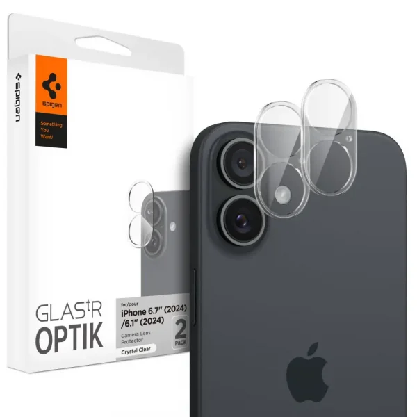 Spigen Lens Protector Optik GLAS.tR 2-Pack Clear-Apple iPhone 16/16 Plus (AGL07923)