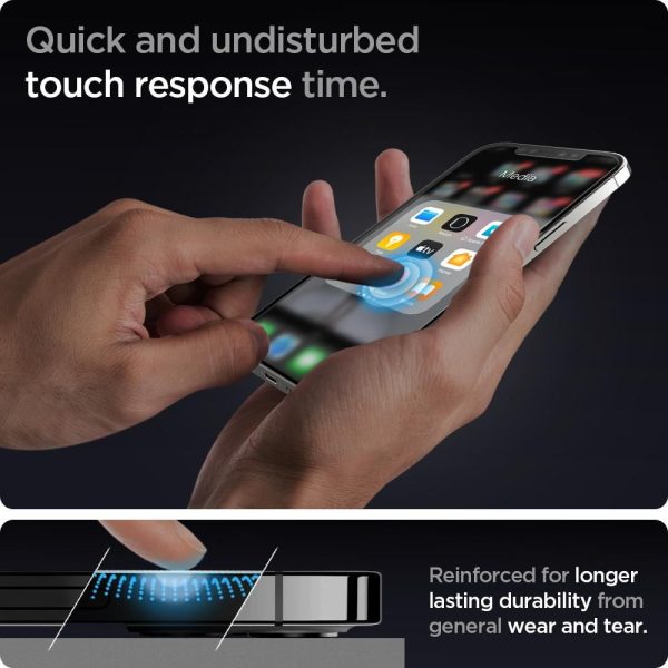 Spigen Screen Protector EZ Fit GLAS.tR Slim 2PCS Clear for Apple iPhone 12 / 12 Pro (AGL01801) - Image 6