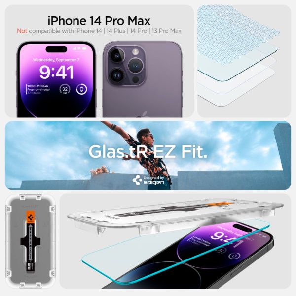 Spigen EZ Fit GLAS.tR Slim (Sensor Protection) 2PCS Clear-Apple iPhone 14 Pro Max (AGL05202) - Image 23