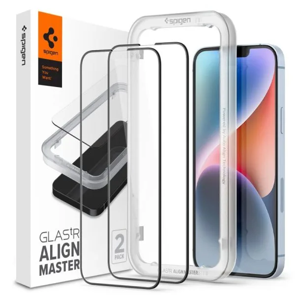 Τζάμι Προστασίας iPhone 13 / 13 Pro / 14 / 16e / 17e Spigen AlignMaster Glass FC 2-Pack Black (AGL03387) - Image 12