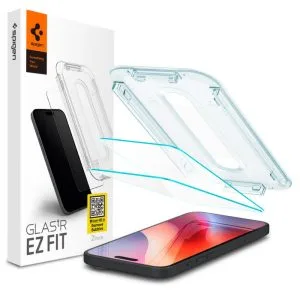 Προστατευτικό οθόνης Spigen Glas.tR EZ Fit 2 Pack με πλαίσιο τοποθέτησης για iPhone 17 Pro, iPhone 17 και iPhone 16 Pro