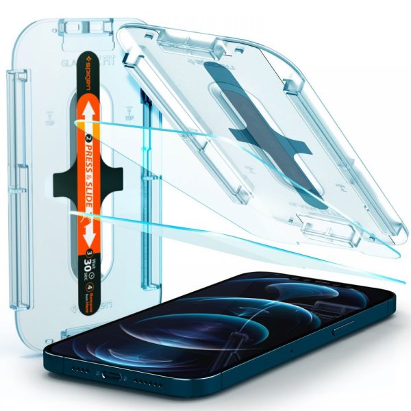 Spigen Screen Protector EZ Fit GLAS.tR Slim 2PCS Clear for Apple iPhone 12 Pro Max (AGL01791) - Image 2