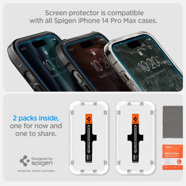 Spigen EZ Fit GLAS.tR Slim (Sensor Protection) 2PCS Clear-Apple iPhone 14 Pro Max (AGL05202) - Image 28