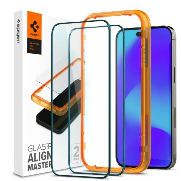 Τζάμι Προστασίας iPhone 14 Pro Spigen AlignMaster GLAS.tR Full Cover 2-Pack Black (AGL05216) - Image 13